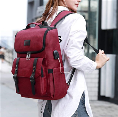 Rucsac pentru laptop de călătorie cu dublu-umăr, cu port de încărcare USB